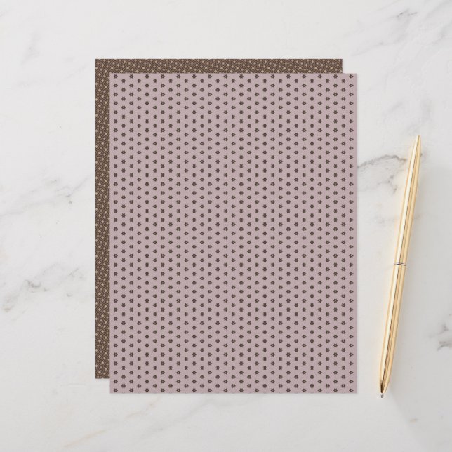 Geometric Warm Neutrals Flowers Scrapbook Paper (Front/Back In Situ)