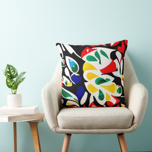 Geometric Water-Drop Art | Bold Colourful Design  Throw Pillow (Chair)