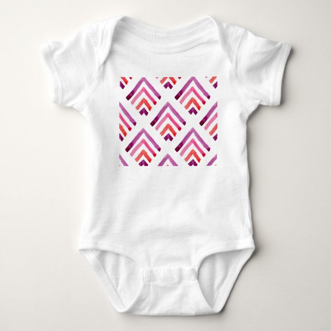 Geometric Watercolor Abstract Seamless Pattern Baby Bodysuit (Front)