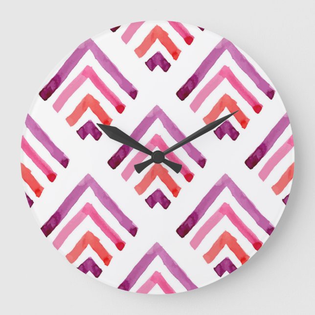 Geometric Watercolor Abstract Seamless Pattern Large Clock (Front)
