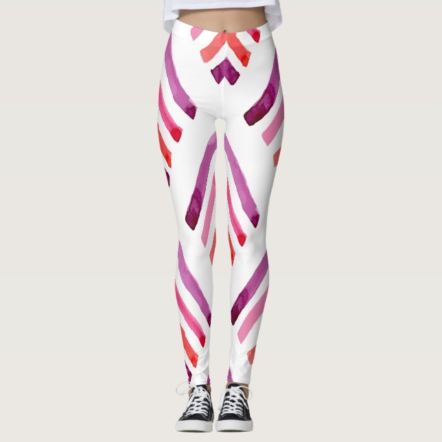 Geometric Watercolor Abstract Seamless Pattern Leggings (Front)