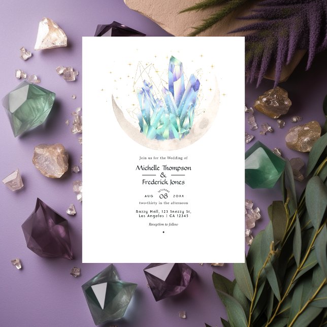 Geometric Watercolor Crystals Wedding Invitation (Creator Uploaded)