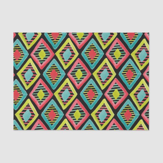 Geometric Watercolor Diamonds Pattern Gift Tissue Paper (Front)