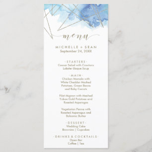 Geometric Watercolor Dinner Menu Card