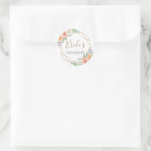 Geometric Watercolor Flowers Goodie Bag Snack Classic Round Sticker