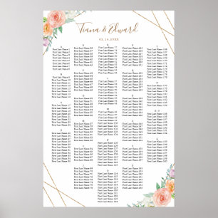 Geometric Watercolor Flowers Seating Chart