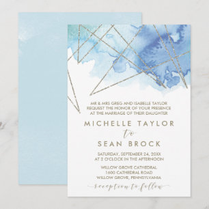 Geometric Watercolor Formal Wedding Invitation