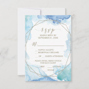 Geometric Watercolor Menu Choice RSVP Card