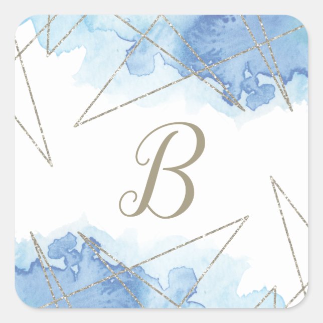 Geometric Watercolor Monogram Envelope Seals (Front)