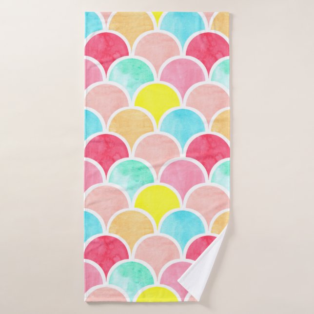 geometric watercolor seamless pattern, scales of m bath towel (Bath Towel)
