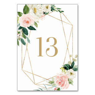 Geometric Watercolor Spring Blooms Table 13 Number