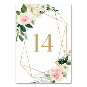 Geometric Watercolor Spring Blooms Table 14 Number