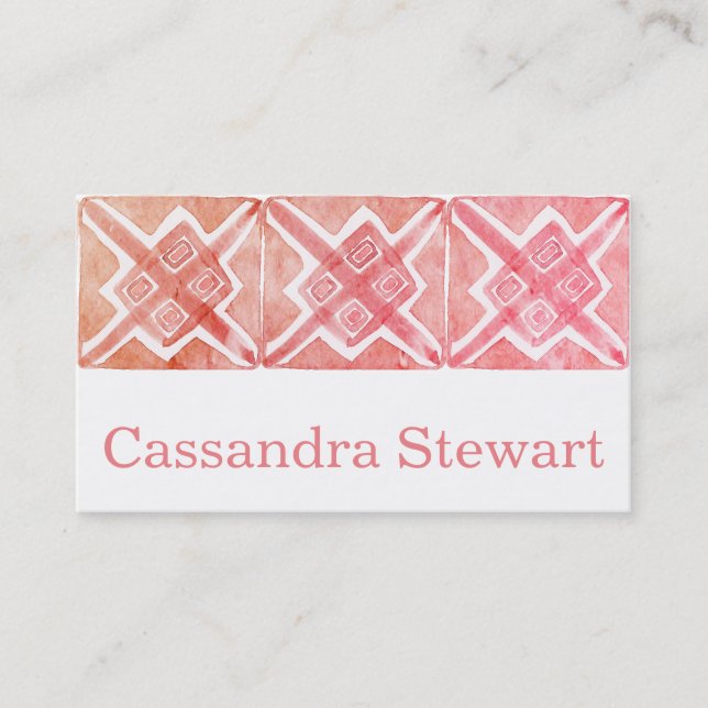 Geometric watercolor tiles design business card (Front)