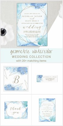 Geometric Watercolor Wedding Invitation Collection