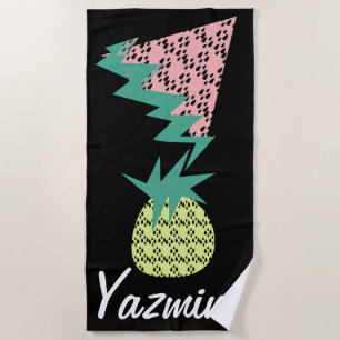 Geometric Watermelon and Pineapple Summer Glitter Beach Towel