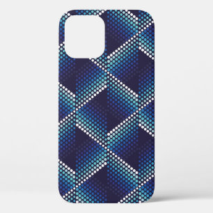 Geometric wavy seamless pattern with dots in blue  iPhone 12 case