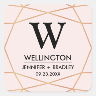 Geometric Wedding Favour Sticker Custom Colour