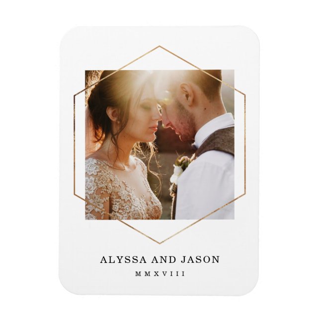 Geometric | Wedding Photo and Roman Numeral Date Magnet (Vertical)
