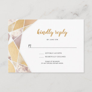 Geometric wedding rsvp   faux gold marble