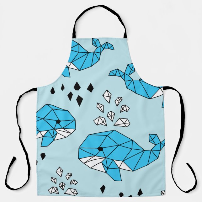 Geometric Whale: Cute Seamless Pattern Apron (Front)