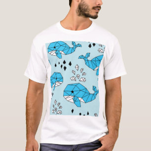 Geometric Whale: Cute Seamless Pattern T-Shirt