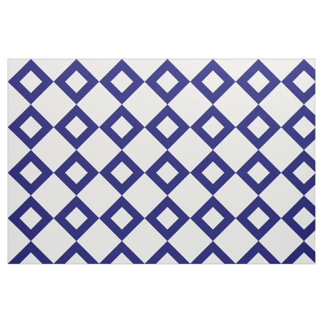 Geometric White and Navy Diamond Pattern Fabric (Fat Quarter)