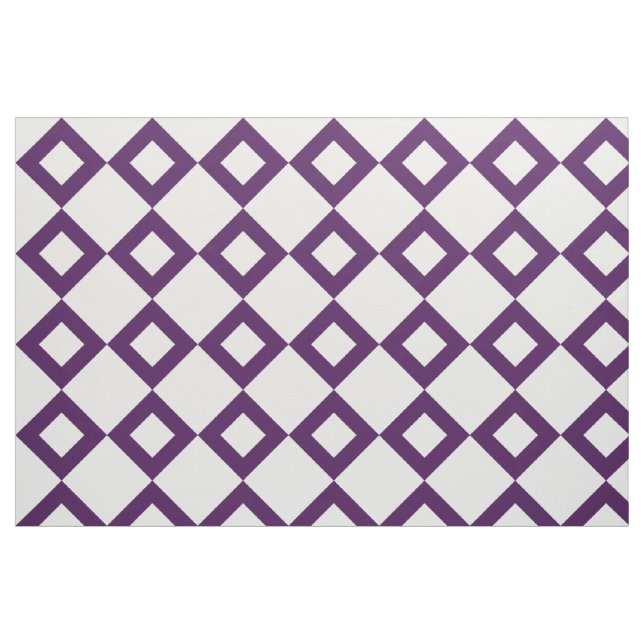 Geometric White and Purple Diamond Pattern Fabric (Fat Quarter)