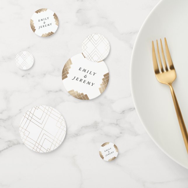 Geometric White Gold Gatsby Wedding Confetti (Group)