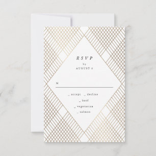 Geometric White Gold Gatsby Wedding RSVP