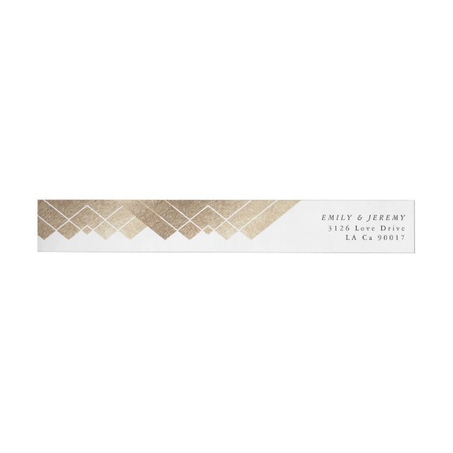 Geometric White Gold Gatsby Wedding Wrap Around Label (Individual)
