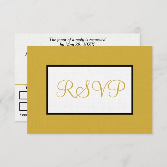 Geometric White Gold RSVP Food Allergies (Front/Back)