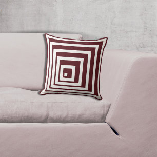 Geometric White & Red Corner Pattern Throw Pillow