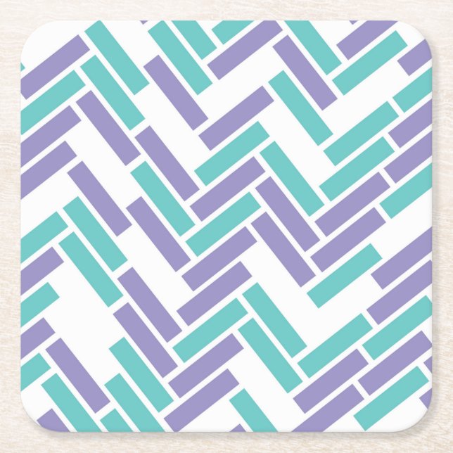 Geometric White, Teal and Purple Coaster Design (Front)