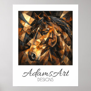 Geometric Wild Horse Abstract Art Poster
