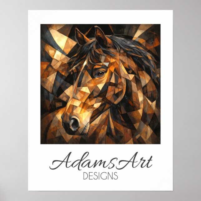 Geometric Wild Horse Abstract Art Poster (Front)