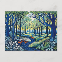 Geometric Wilderness in Linocut. Springtime