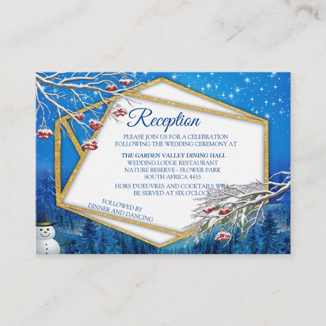 Geometric - Winter-Gold Fantasy Theme Enclosure Card (Front)