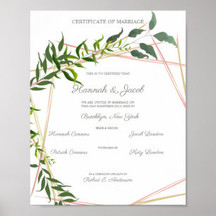 Geometric with Leaves Wedding Botanical Poster