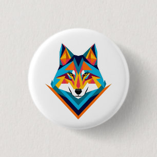 Geometric wolf 1 inch round button