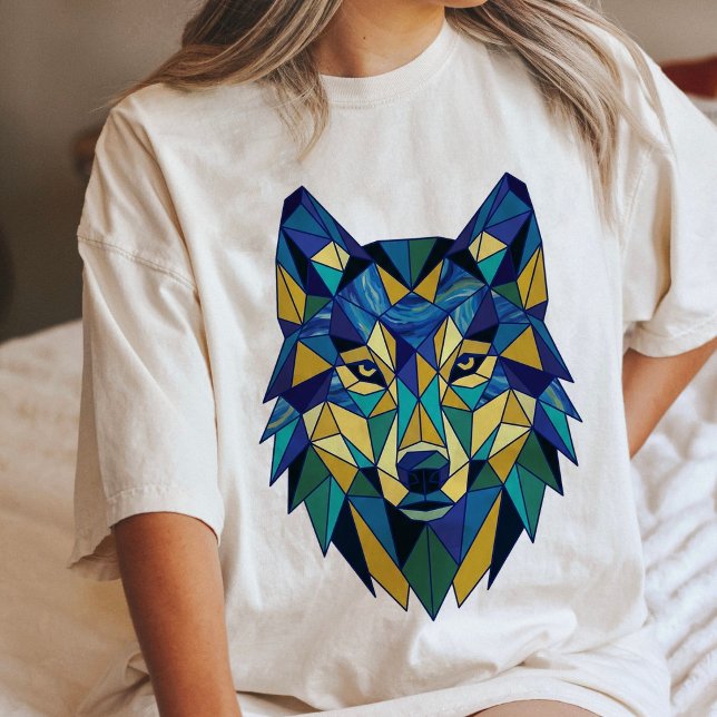 Geometric Wolf Head Abstract Art Tri-Blend Shirt (Creator Uploaded)