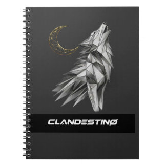Geometric Wolf Moon Notebook – Black Gold Luxury J