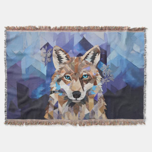 Geometric Wolf Mountain Throw Blanket