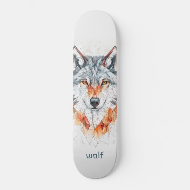 Geometric Wolf Skateboard (Front)