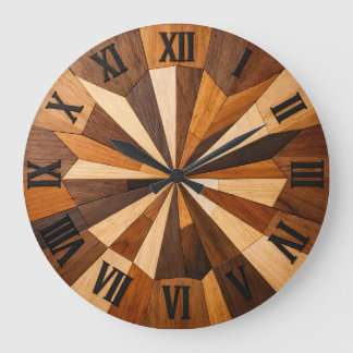 Geometric Wooden Mosaic Clock Design