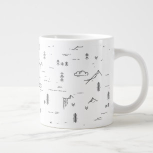 Geometric Woodland Lines Landscape Pattern Large Coffee Mug
