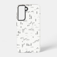 Geometric Woodland Lines Landscape Pattern