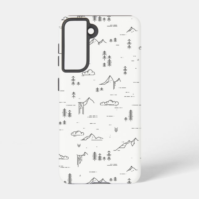 Geometric Woodland Lines Landscape Pattern Samsung Galaxy S21 Case (Back)