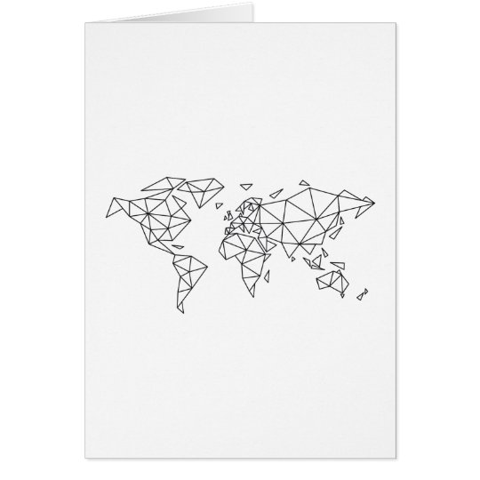 Geometric world map card