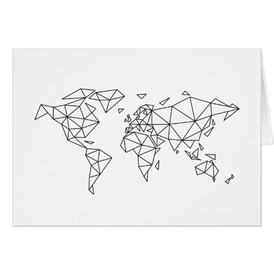 Geometric world map card