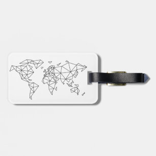 Geometric world map luggage tag